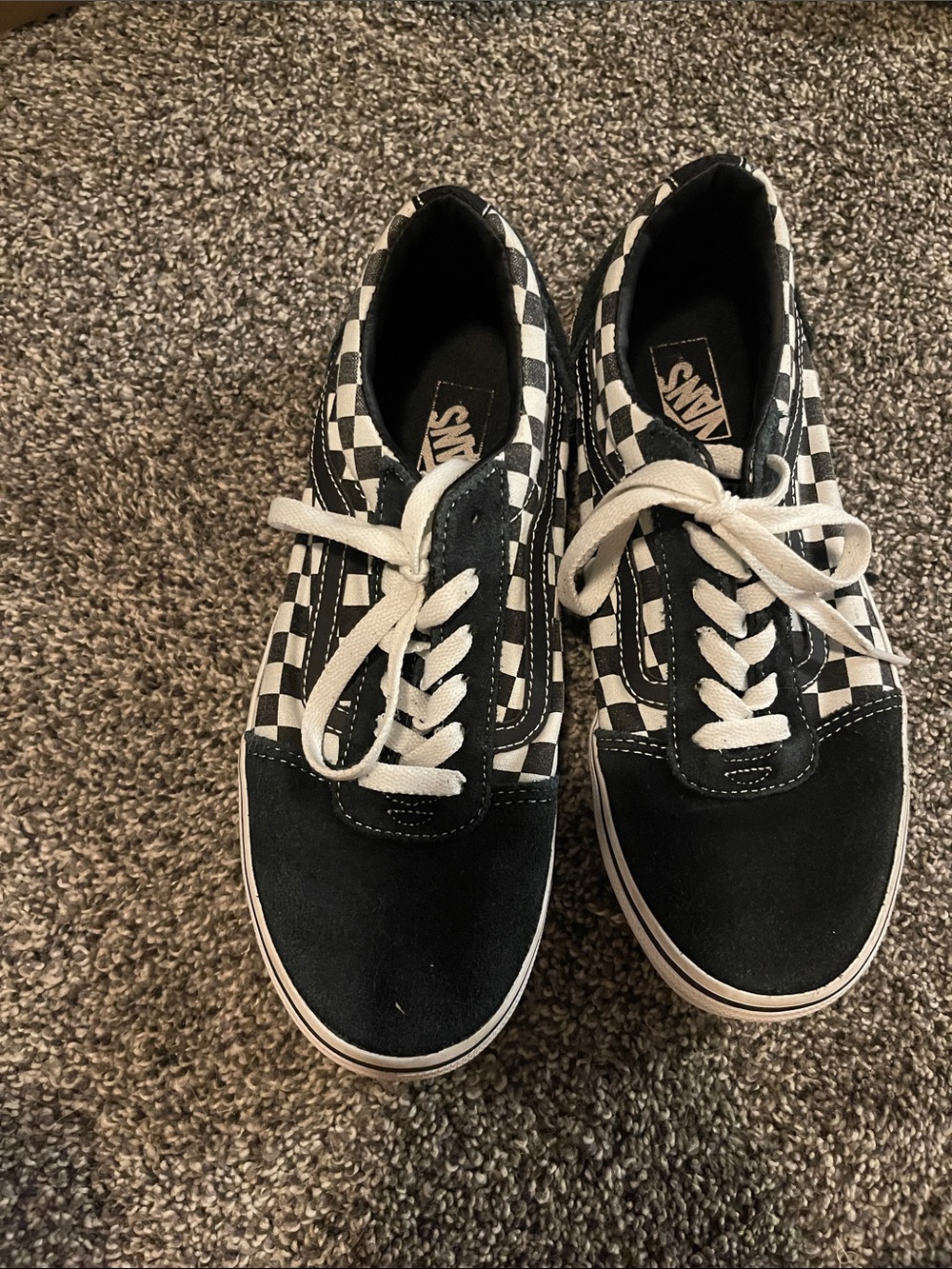 Vans Kids Checkerboard Old Skool Sneakers - Black & White